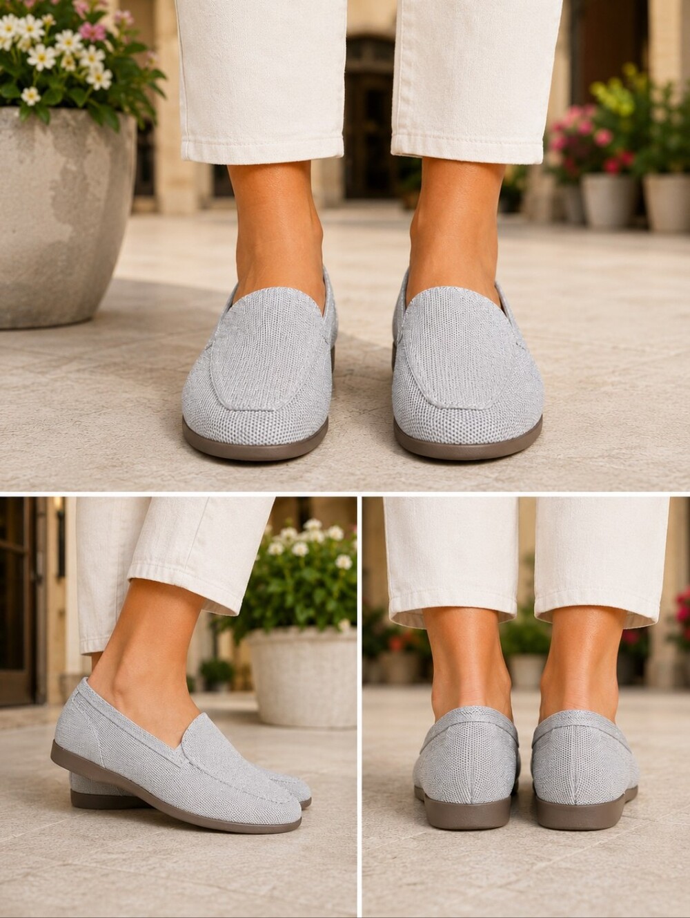 Easy Spirit Silver Gray Knit Comfort Loafers Women's Size 10 NWOB